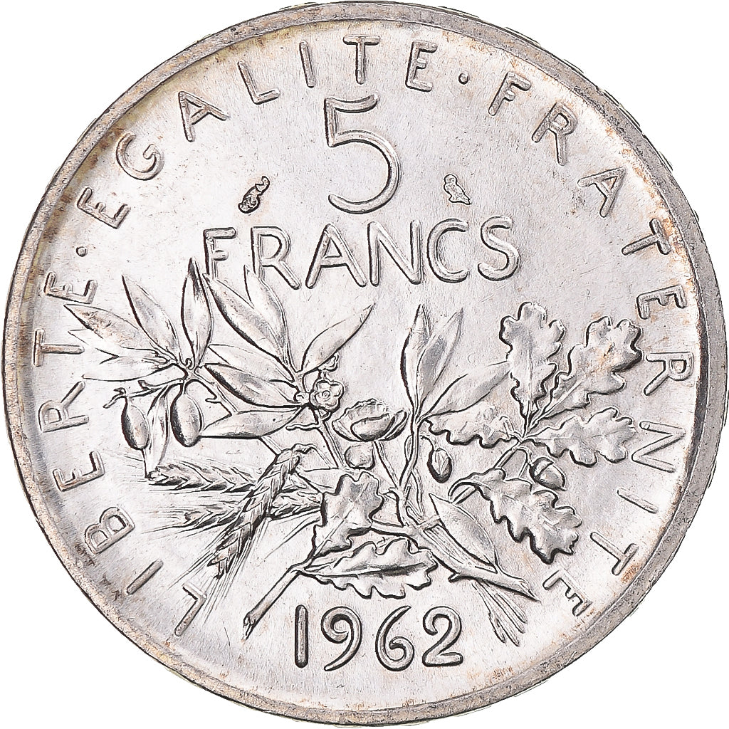 Munten, Frankrijk, Semeuse, 5 Francs, 1962, Paris, PR+, Zilver, KM:926