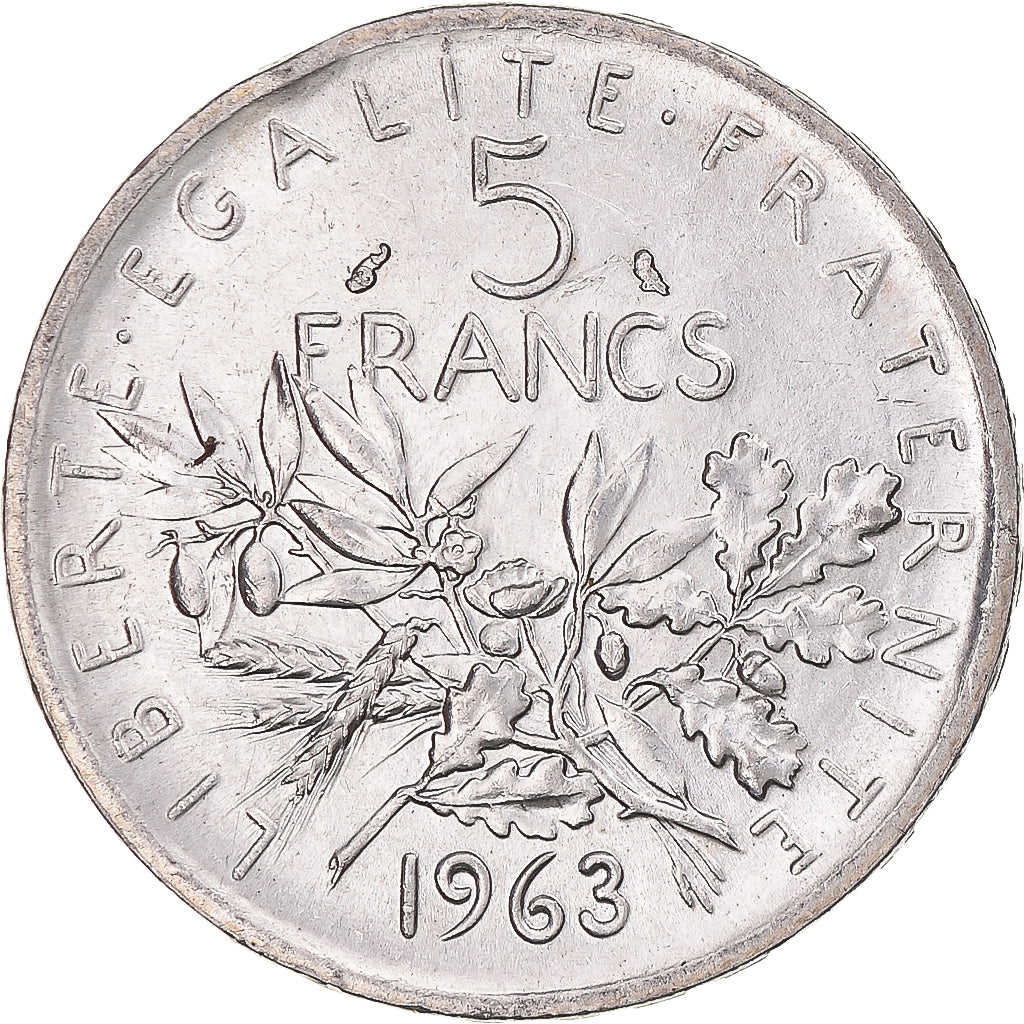 Coin, France, Semeuse, 5 Francs, 1963, Paris, MS(60-62), Silver, KM:926