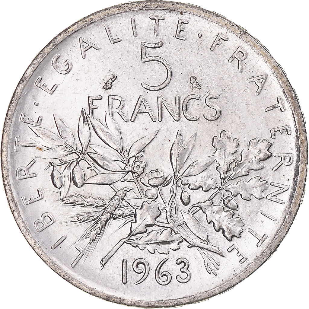 Coin, France, Semeuse, 5 Francs, 1963, Paris, MS(60-62), Silver, KM:926