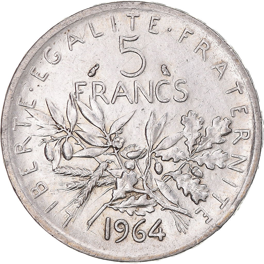 Munten, Frankrijk, Semeuse, 5 Francs, 1964, Paris, PR+, Zilver, KM:926