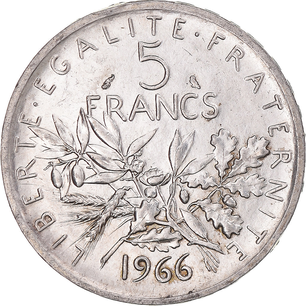 France, Semeuse, 5 Francs, 1966, Paris, MS(60-62), Silver, KM:926, Gadoury:770