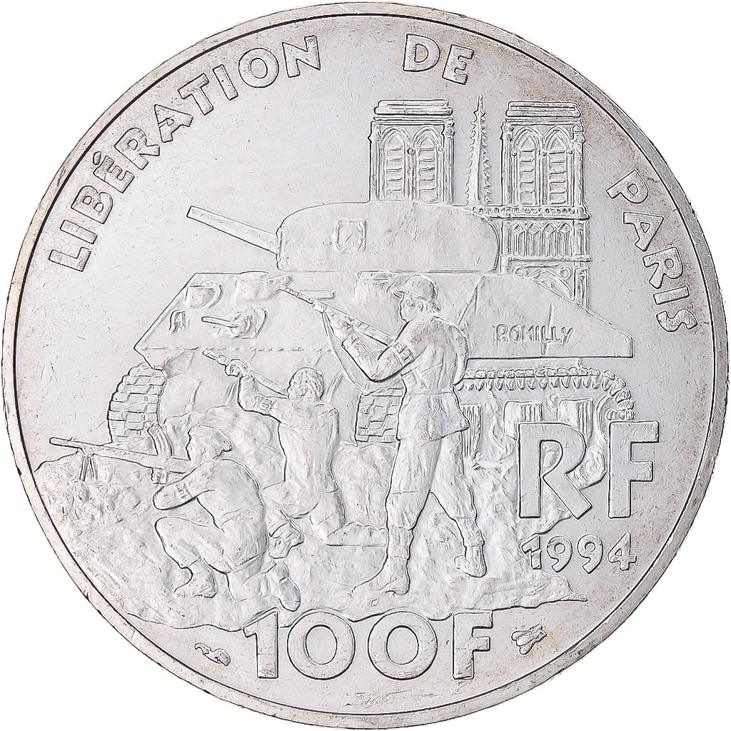 Francia, Libération de Paris, 100 Francs, 1994, SPL, Argento, KM:1045.1, Gad...