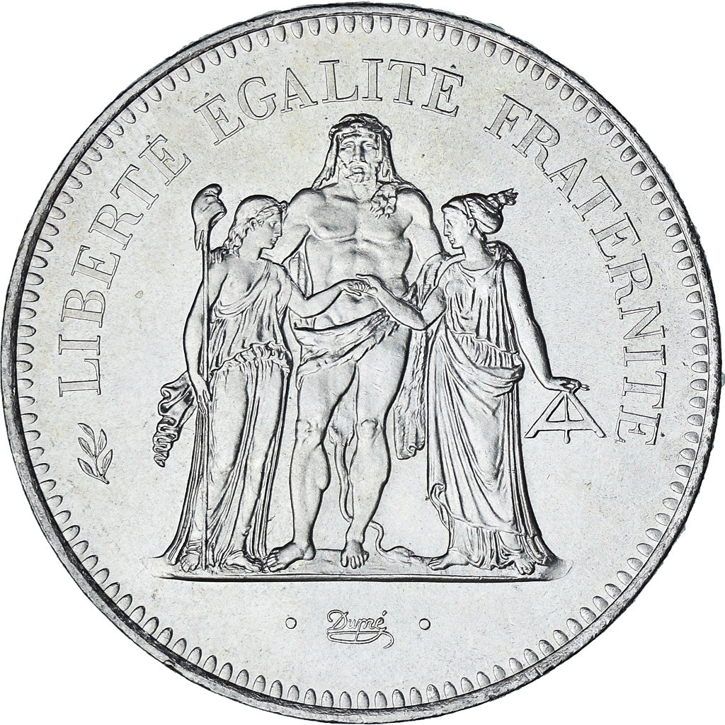 Coin, France, Hercule, 50 Francs, 1975, Paris, MS(60-62), Silver, KM:941.1