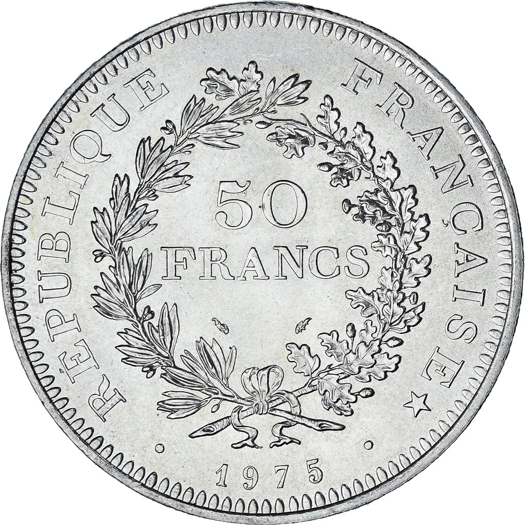 Coin, France, Hercule, 50 Francs, 1975, Paris, MS(60-62), Silver, KM:941.1