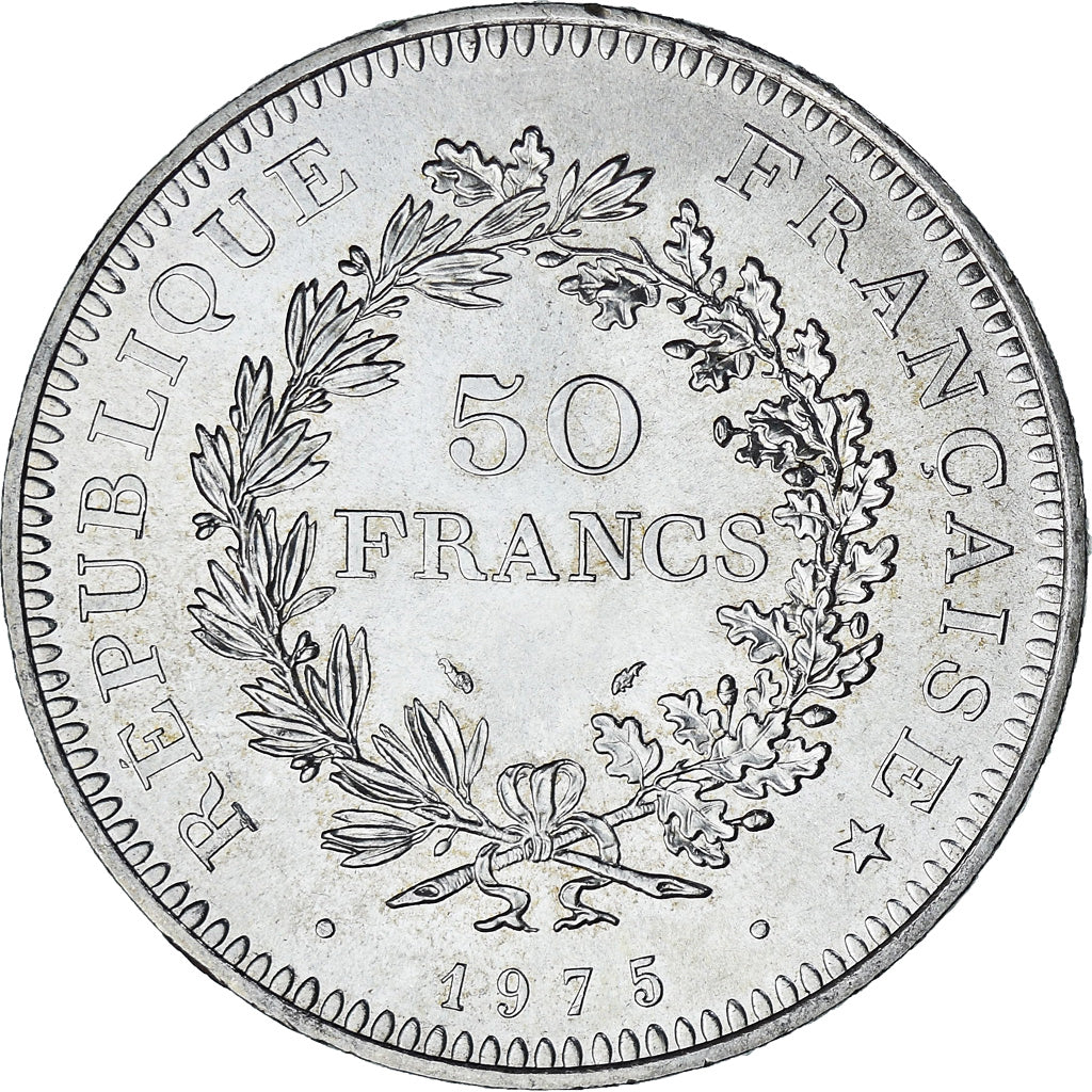Munten, Frankrijk, Hercule, 50 Francs, 1975, Paris, PR+, Zilver, KM:941.1