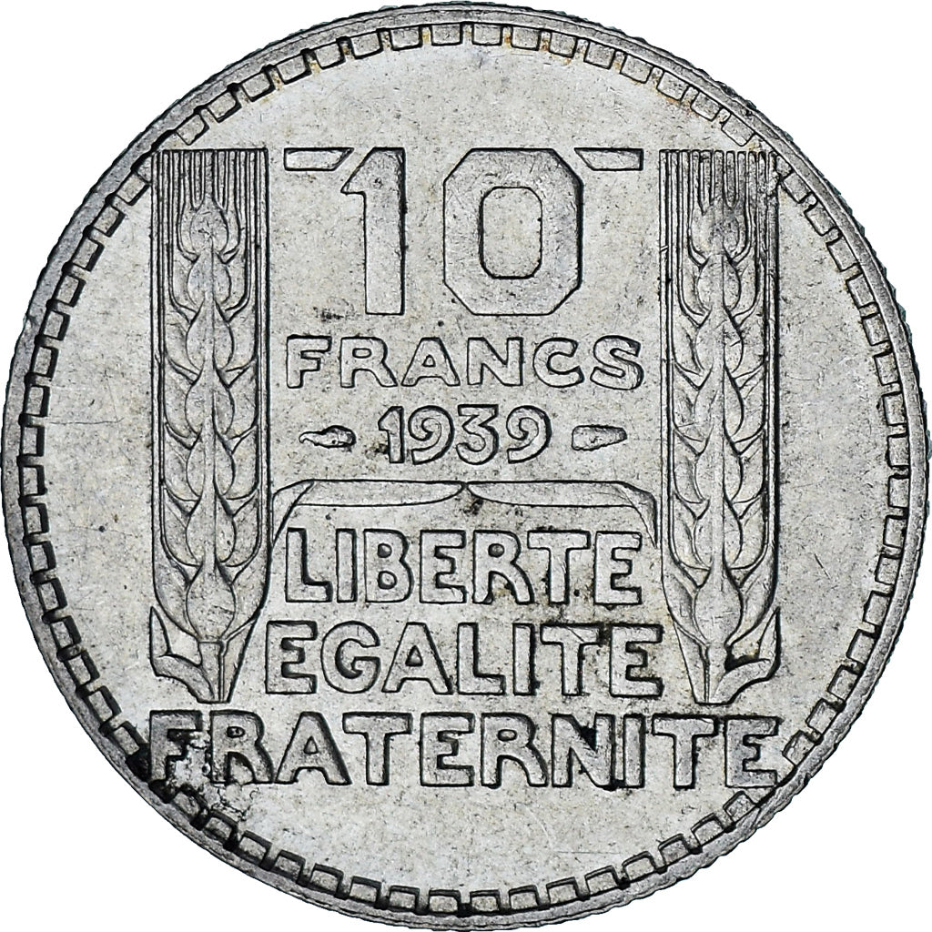 Munten, Frankrijk, Turin, 10 Francs, 1939, Paris, ZF+, Zilver, KM:878