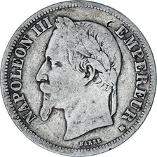 Monnaie, France, Napoleon III, Napoléon III, 2 Francs, 1866, Strasbourg, TB