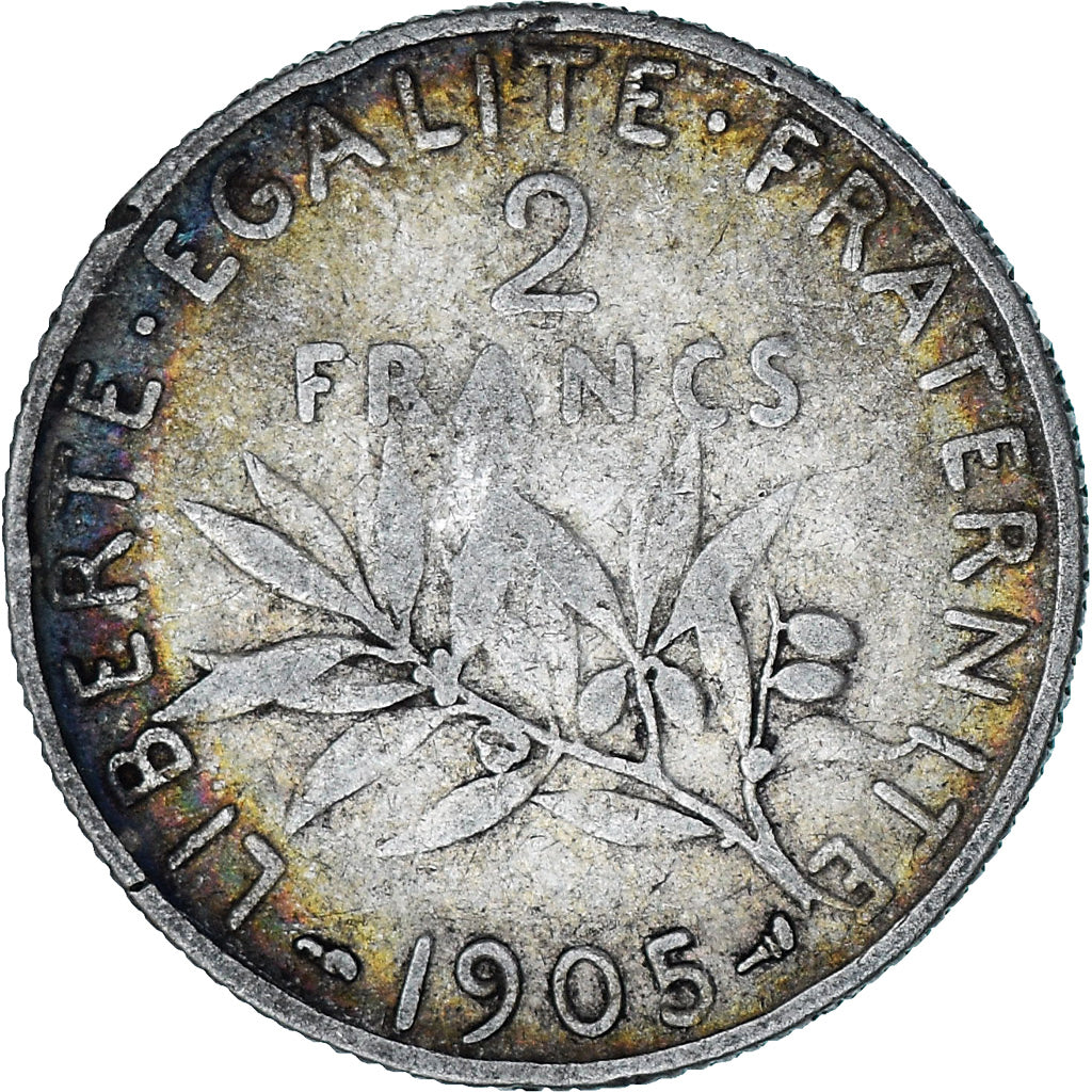 Moneta, Francja, Semeuse, 2 Francs, 1905, Paris, VF(30-35), Srebro, KM:845.1