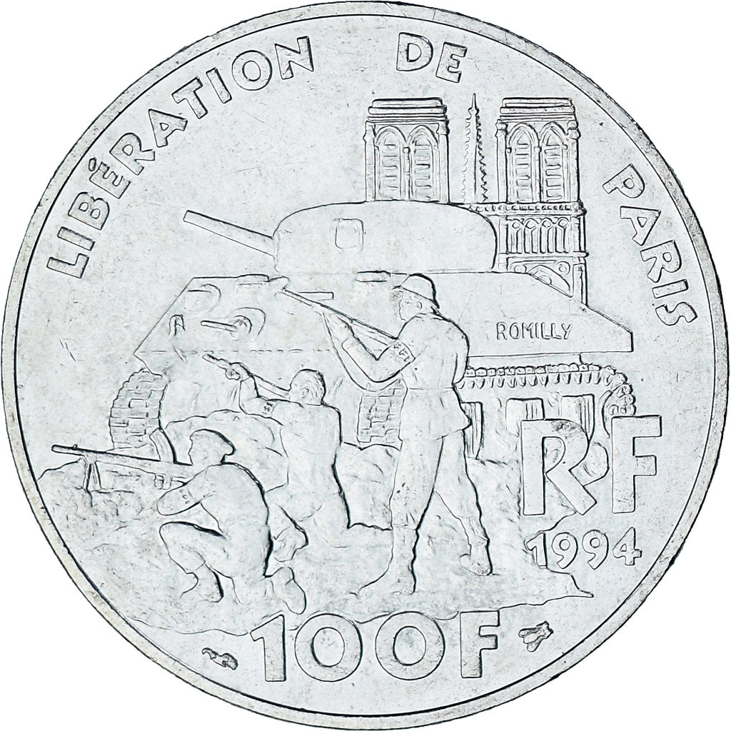 France, Libération de Paris, 100 Francs, 1994, SUP+, Argent, Gadoury:935