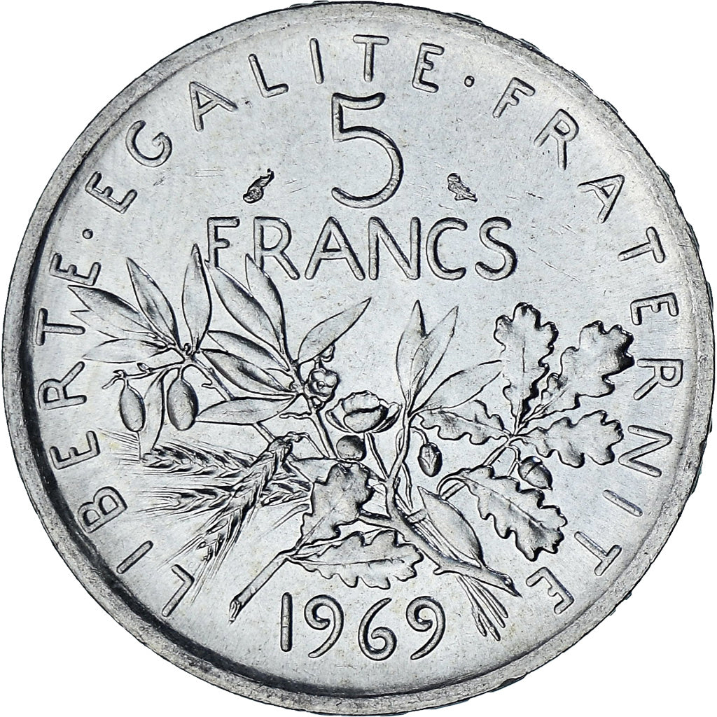 France, Semeuse, 5 Francs, 1969, Paris, SUP+, Silver, KM:926, Gadoury:770
