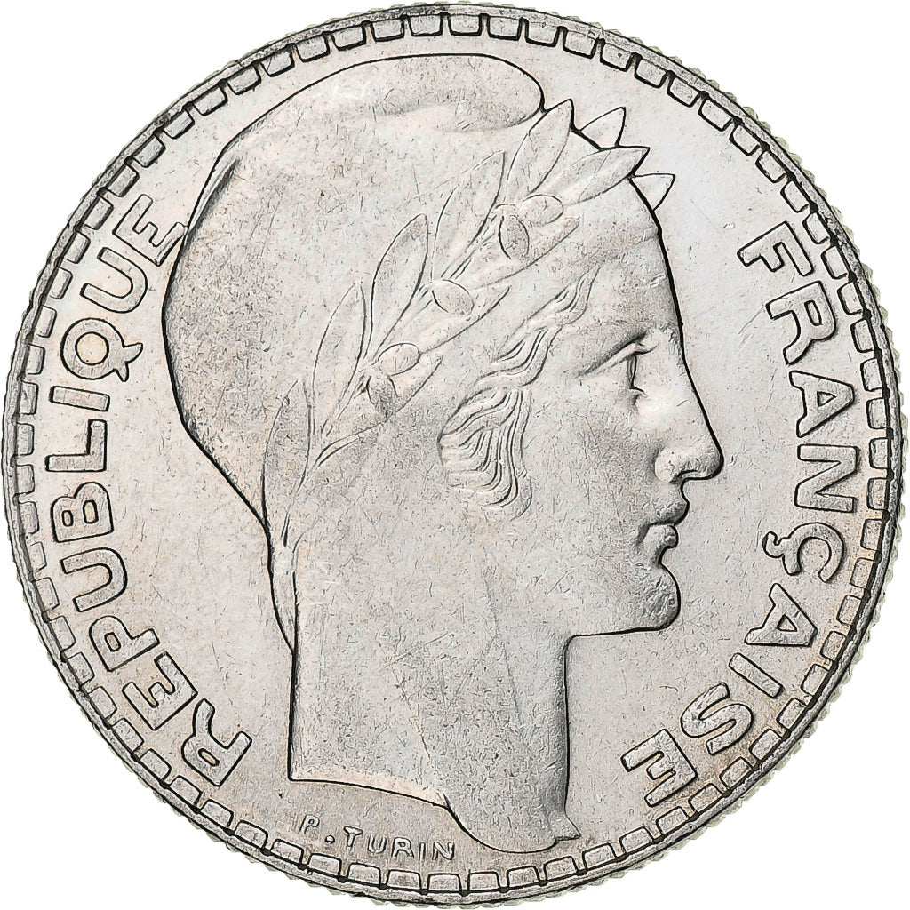 Moeda, França, Turin, 10 Francs, 1938, Paris, AU(55-58), Prata, KM:878