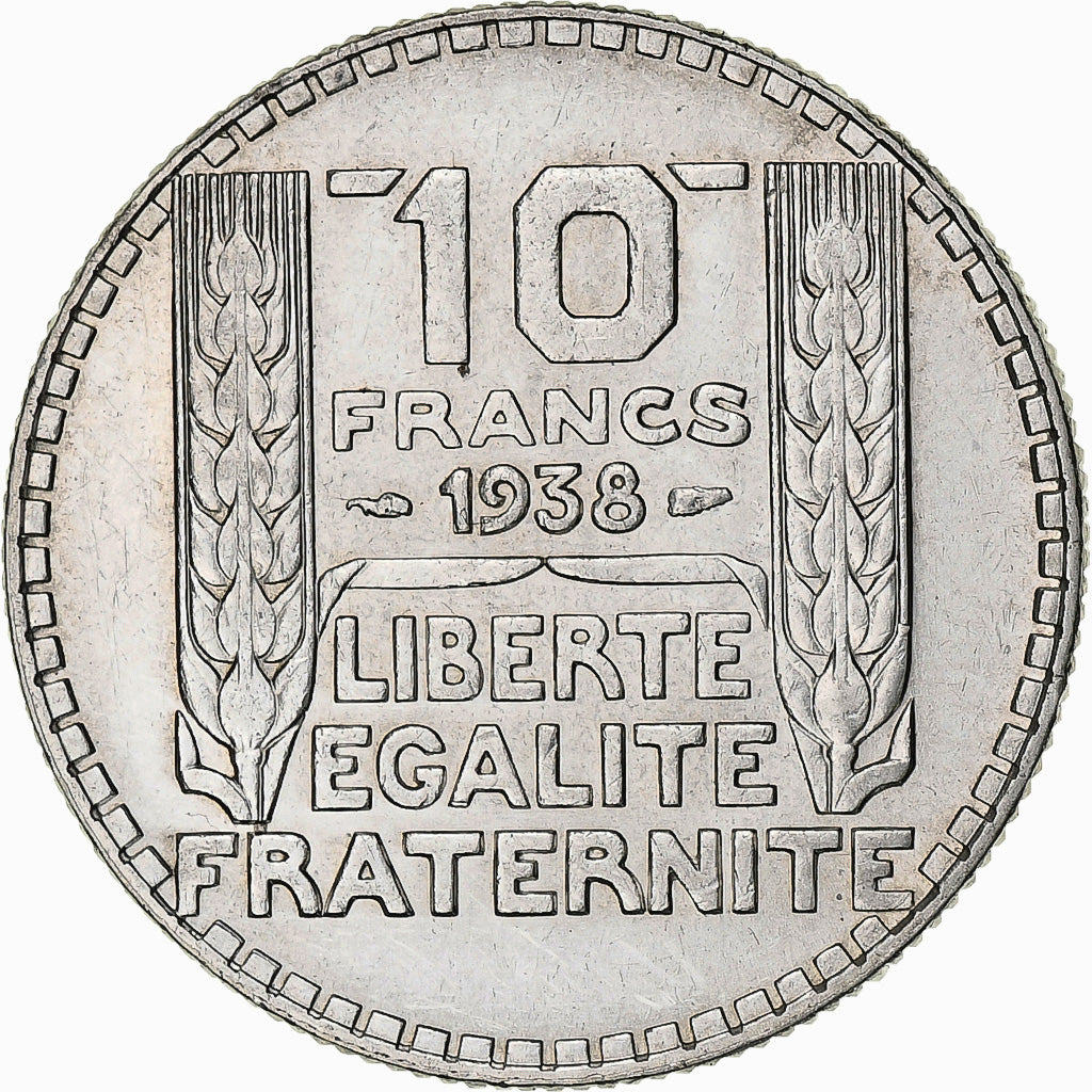 Moeda, França, Turin, 10 Francs, 1938, Paris, AU(55-58), Prata, KM:878