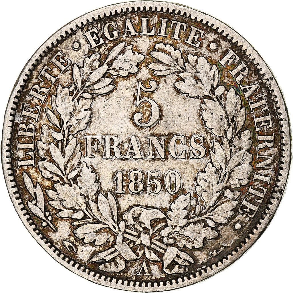 Moneta, Francja, Cérès, 5 Francs, 1850, Paris, VF(30-35), Srebro, KM:761.1
