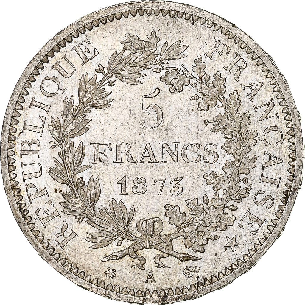 Moneda, Francia, Hercule, 5 Francs, 1873, Paris, MBC+, Plata, KM:820.1