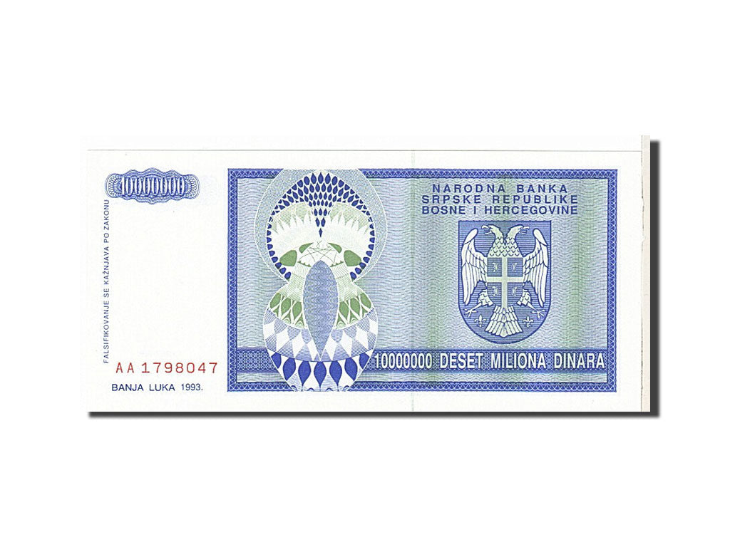 Banknote, Bosnia - Herzegovina, 10,000,000 Dinara, 1993, KM:36, UNC(63)