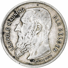 Coin, Belgium, Leopold II, 2 Francs, 2 Frank, 1909, EF(40-45), Silver, KM:59