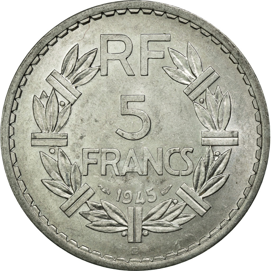 Münze, Frankreich, Lavrillier, 5 Francs, 1945, Beaumont le Roger, VZ+
