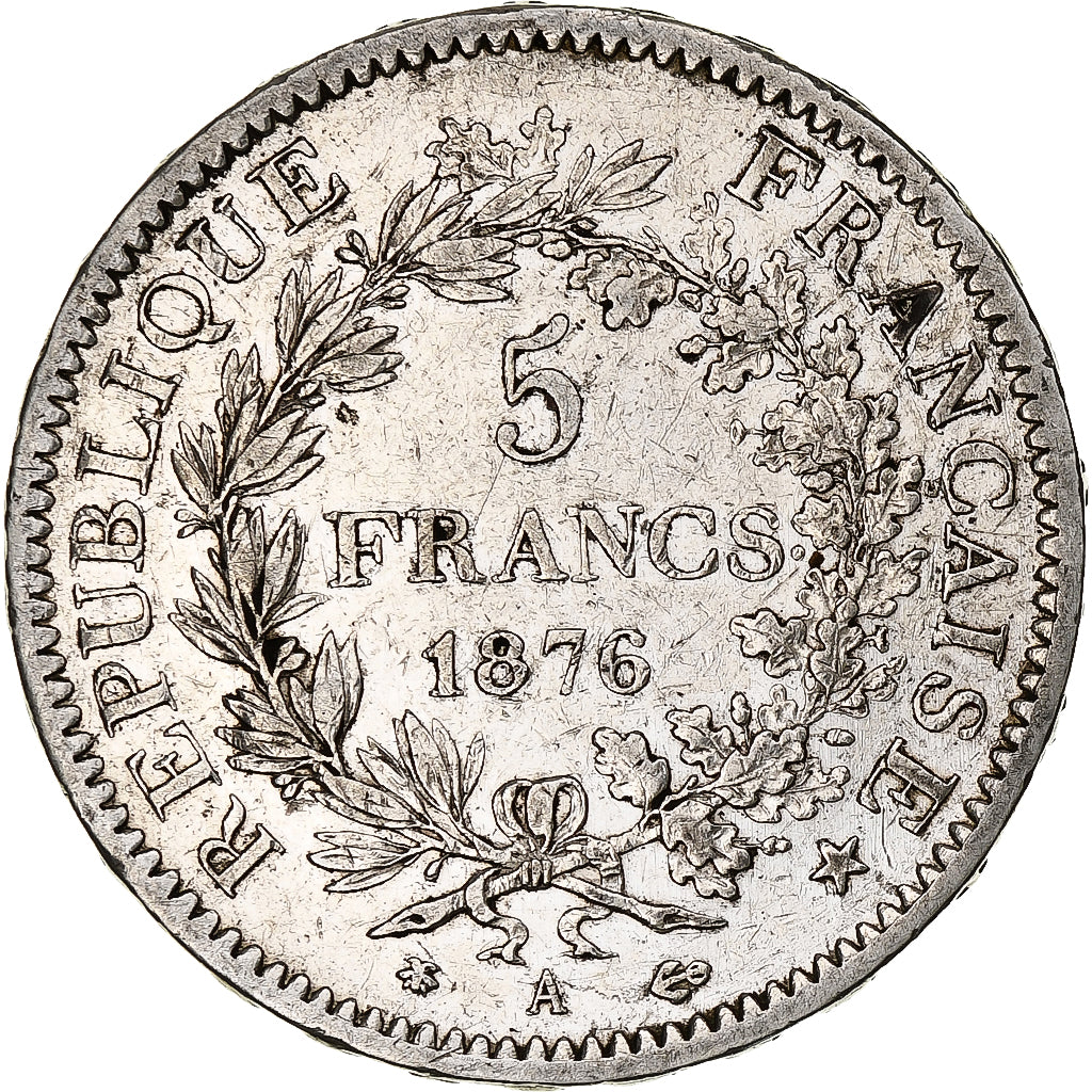 Moneta, Francia, Hercule, 5 Francs, 1876, Paris, BB, Argento, KM:820.1