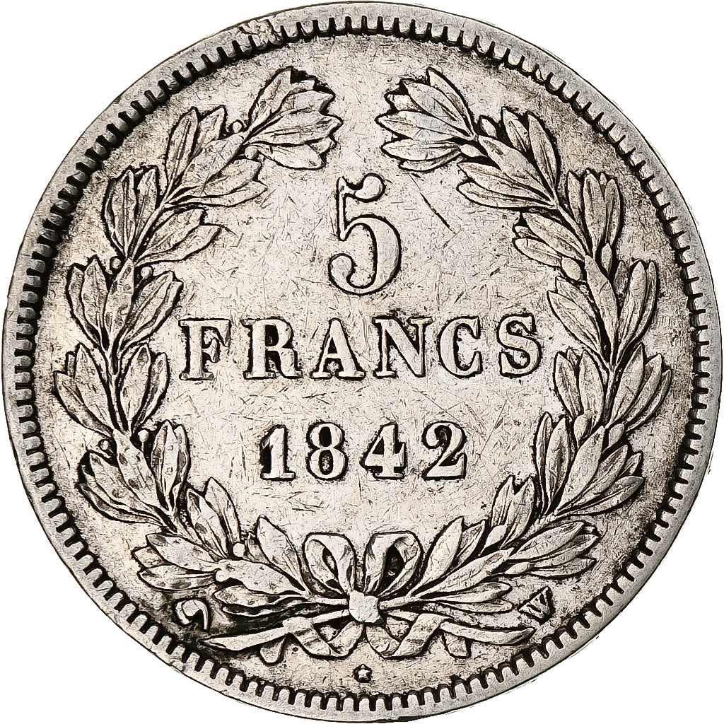 Moneta, Francia, Louis-Philippe, 5 Francs, 1842, Lille, MB+, Argento, KM:749.13