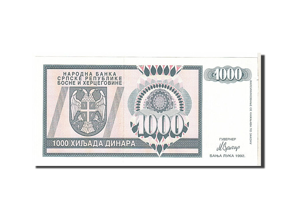 Billet, Bosnia - Herzegovina, 1000 Dinara, 1992, KM:137a, SPL