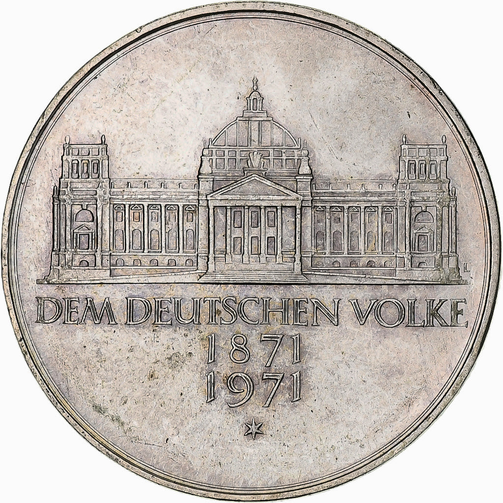 Bundesrepublik Deutschland, 5 Mark, 1971, Karlsruhe, AU(55-58), KM:128.1