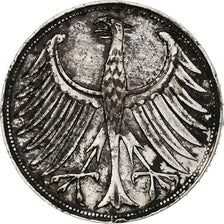GERMANY - FEDERAL REPUBLIC, 5 Mark, 1956, Stuttgart, EF(40-45), Silver, KM:112.1