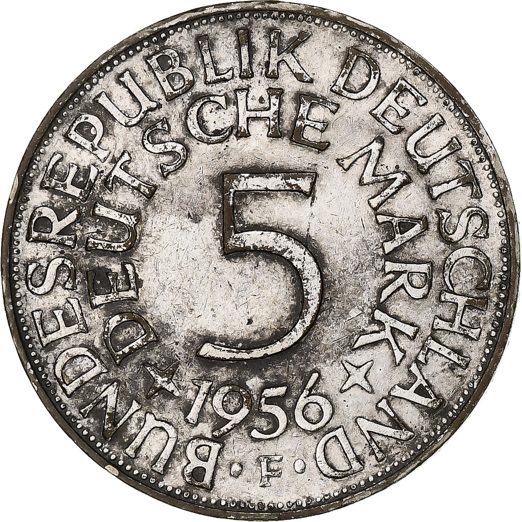 République fédérale allemande, 5 Mark, 1956, Stuttgart, TTB, Argent, KM:112.1