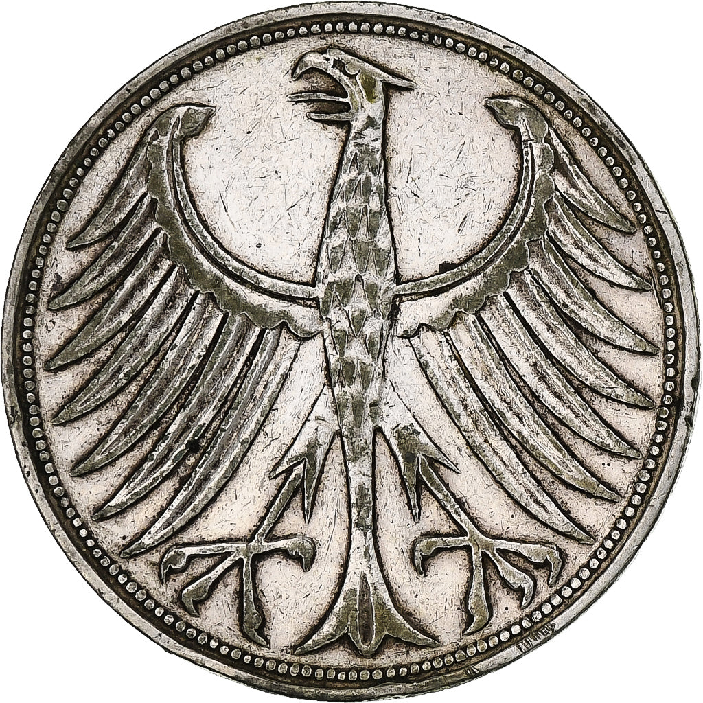 Monnaie, République fédérale allemande, 5 Mark, 1951, Stuttgart, TB+, Argent