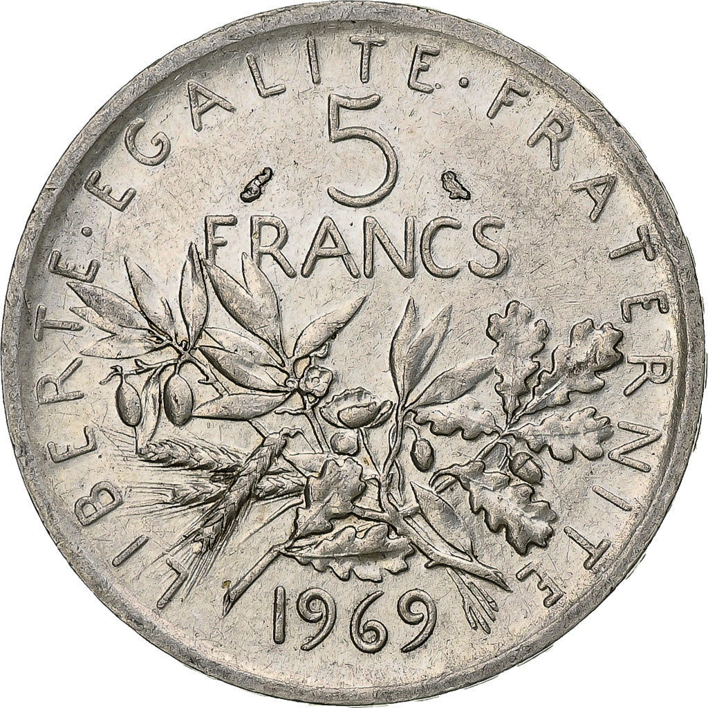 Moneta, Francja, Semeuse, 5 Francs, 1969, Paris, MS(63), Srebro, KM:926