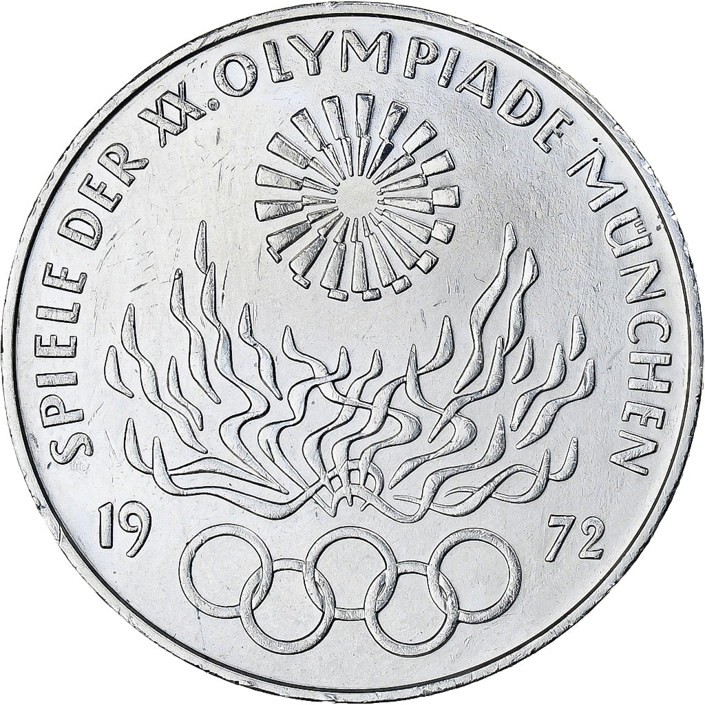Moneta, Niemcy - RFN, Munich olympics, 10 Mark, 1972, Munich, AU(55-58), Srebro