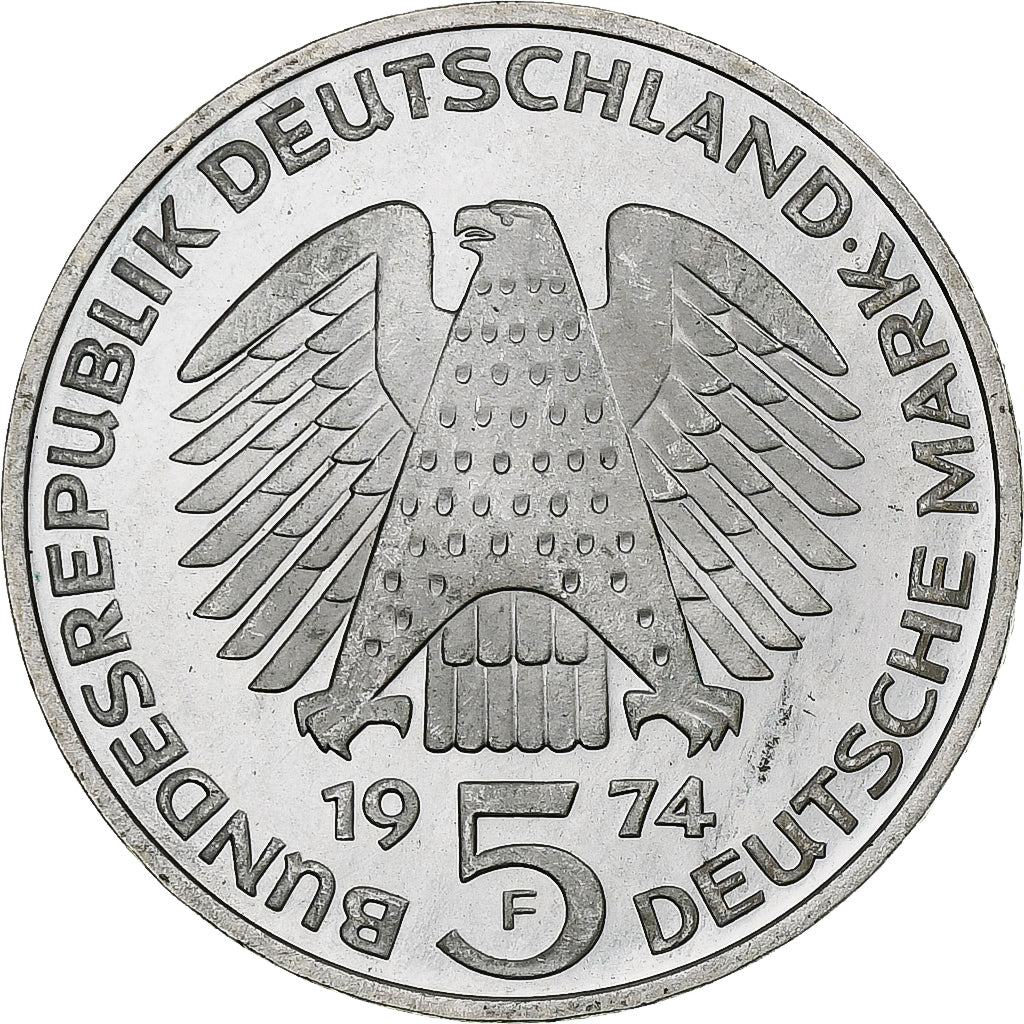 Coin, GERMANY - FEDERAL REPUBLIC, 5 Mark, 1974, Stuttgart, Germany, MS(63)