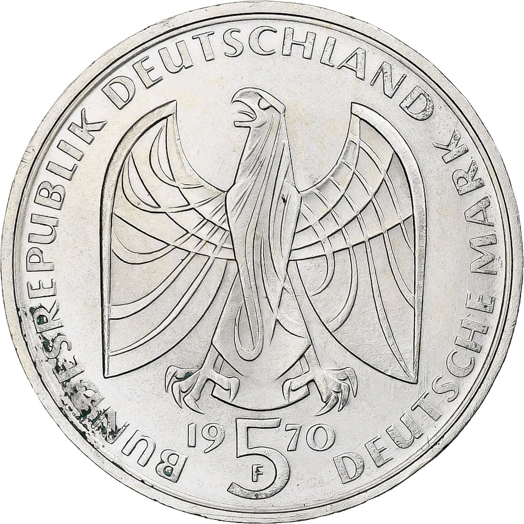 Coin, GERMANY - FEDERAL REPUBLIC, 5 Mark, 1970, Stuttgart, Germany, MS(63)