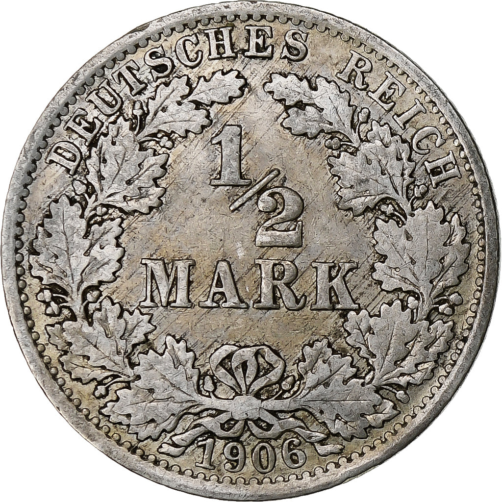 Moneda, ALEMANIA - IMPERIO, 1/2 Mark, 1906, Berlin, MBC, Plata, KM:17