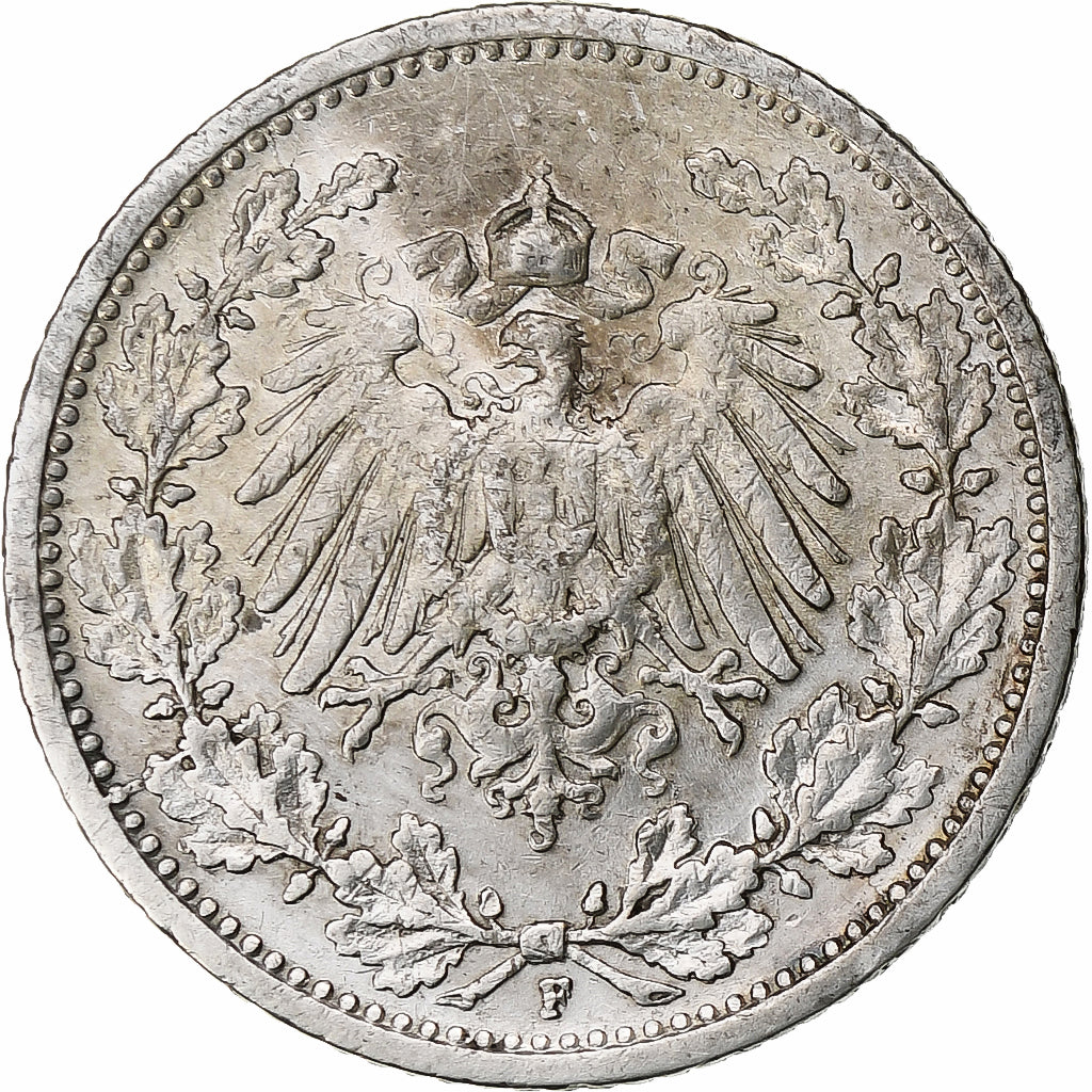 Coin, GERMANY - EMPIRE, 1/2 Mark, 1906, Stuttgart, EF(40-45), Silver, KM:17