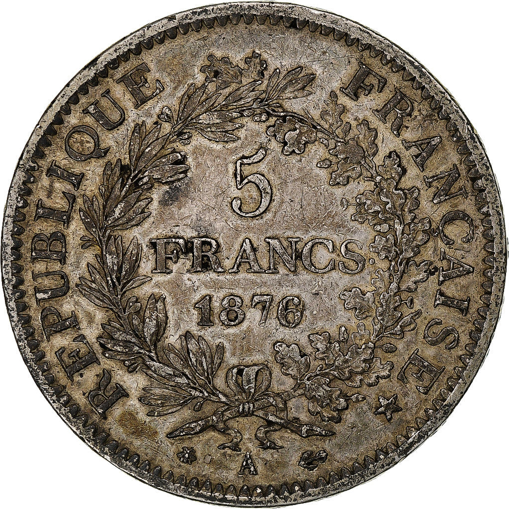 France, Hercule, 5 Francs, 1876, Paris, VF(30-35), Silver, KM:820.1