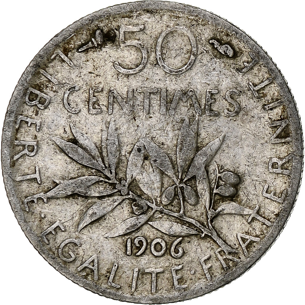 Monnaie, France, Semeuse, 50 Centimes, 1906, Paris, TB+, Argent, Gadoury:420