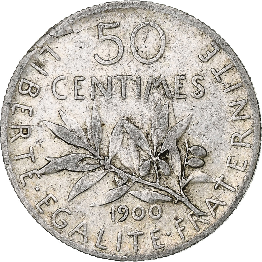 Moneta, Francja, Semeuse, 50 Centimes, 1900, Paris, VF(30-35), Srebro, KM:854