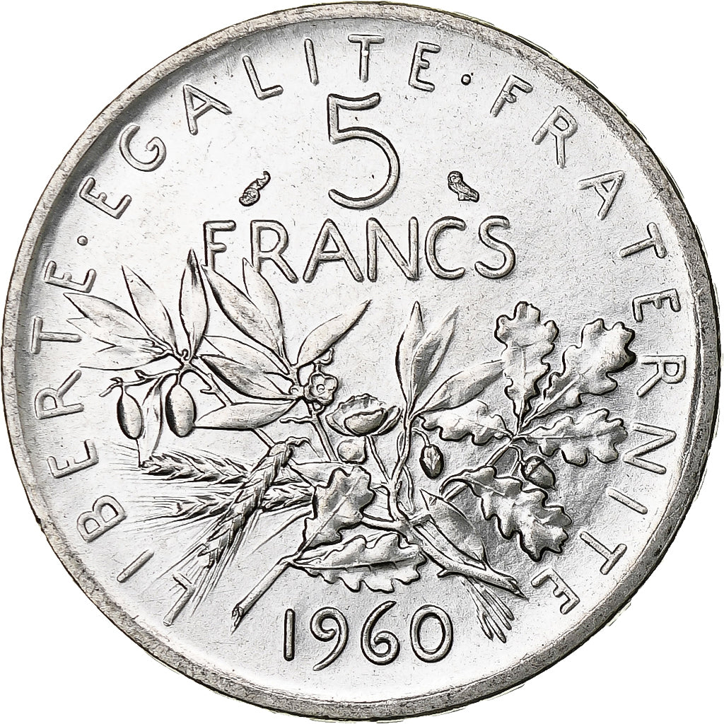Moneta, Francia, Semeuse, 5 Francs, 1960, SPL, Argento, KM:926, Gadoury:770