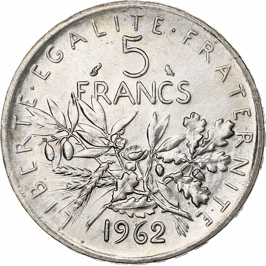 Moneta, Francja, Semeuse, 5 Francs, 1962, Paris, MS(60-62), Srebro, KM:926