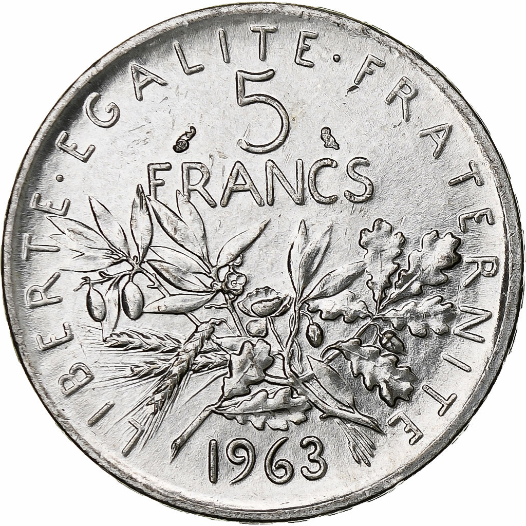 Coin, France, Semeuse, 5 Francs, 1963, Paris, MS(60-62), Silver, KM:926
