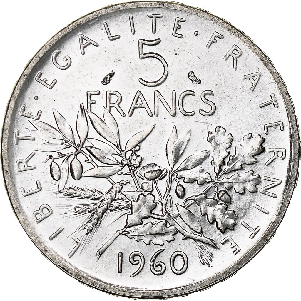 Coin, France, Semeuse, 5 Francs, 1960, MS(60-62), Silver, KM:926, Gadoury:770