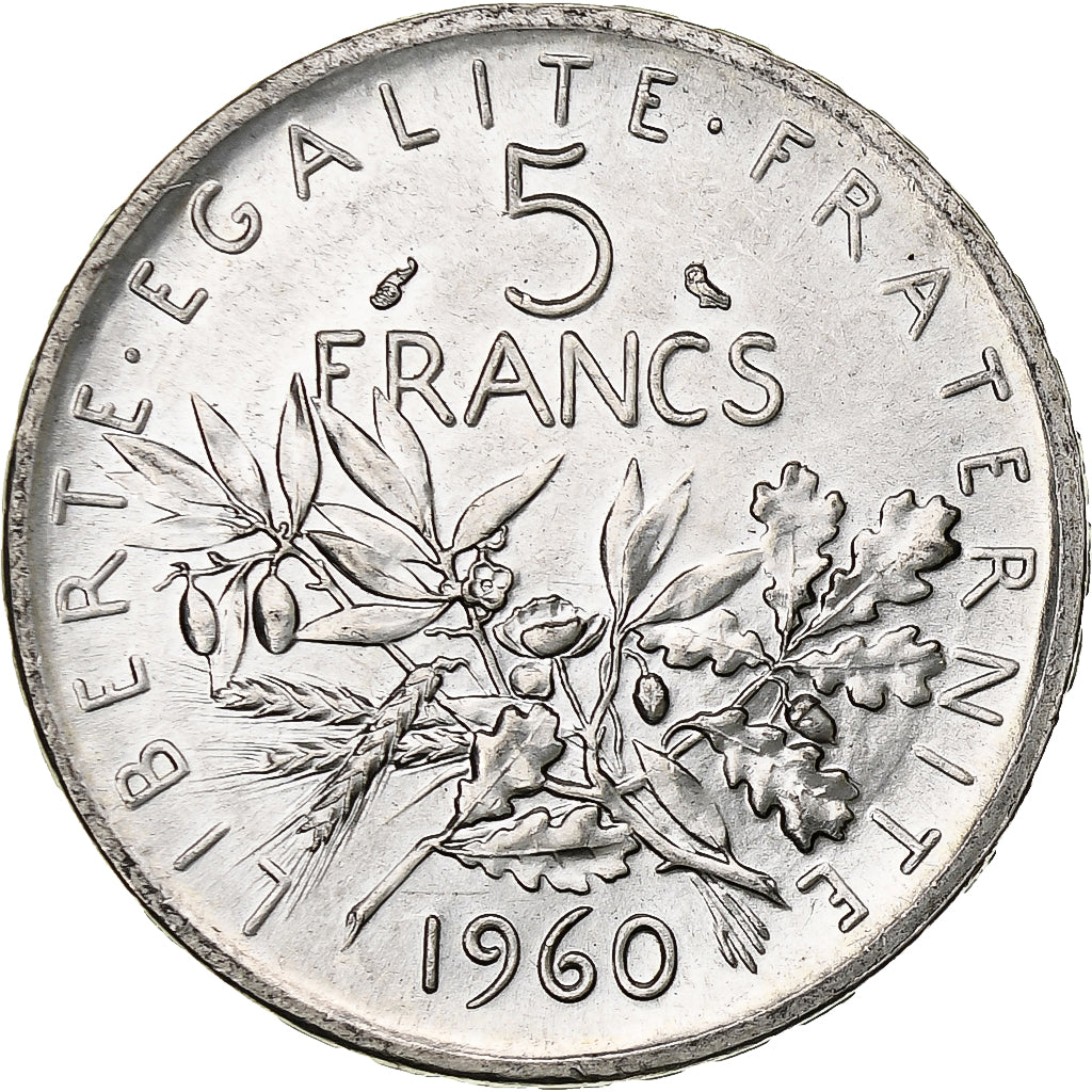 Moneda, Francia, Semeuse, 5 Francs, 1960, EBC+, Plata, KM:926, Gadoury:770