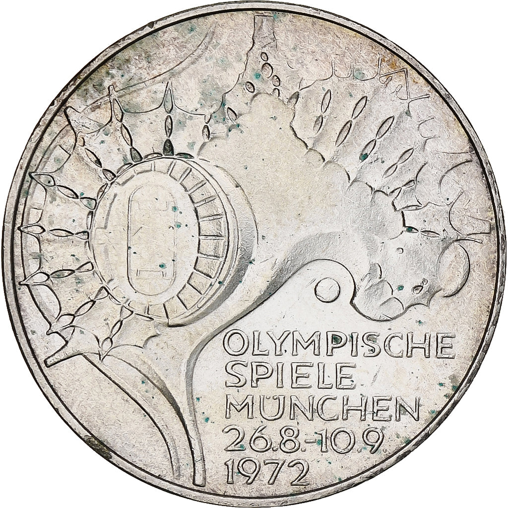 ALEMANIA - REPÚBLICA FEDERAL, 10 Mark, 1972, Stuttgart, BE, Plata, EBC+, KM:133