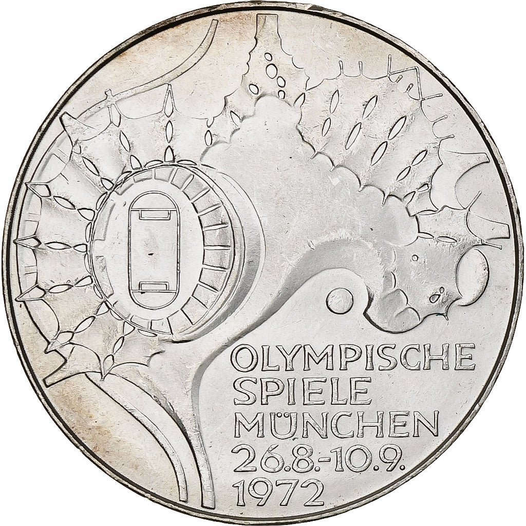 Coin, GERMANY - FEDERAL REPUBLIC, 10 Mark, 1972, Munich, BE, MS(63), Silver