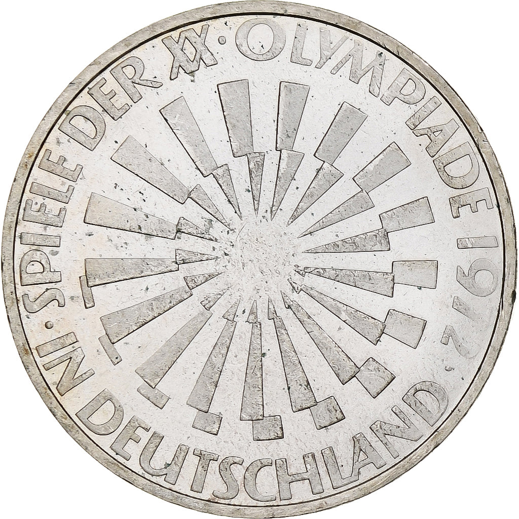 Moneta, Niemcy - RFN, 10 Mark, 1972, Hambourg, Proof, AU(55-58), Srebro, KM:130