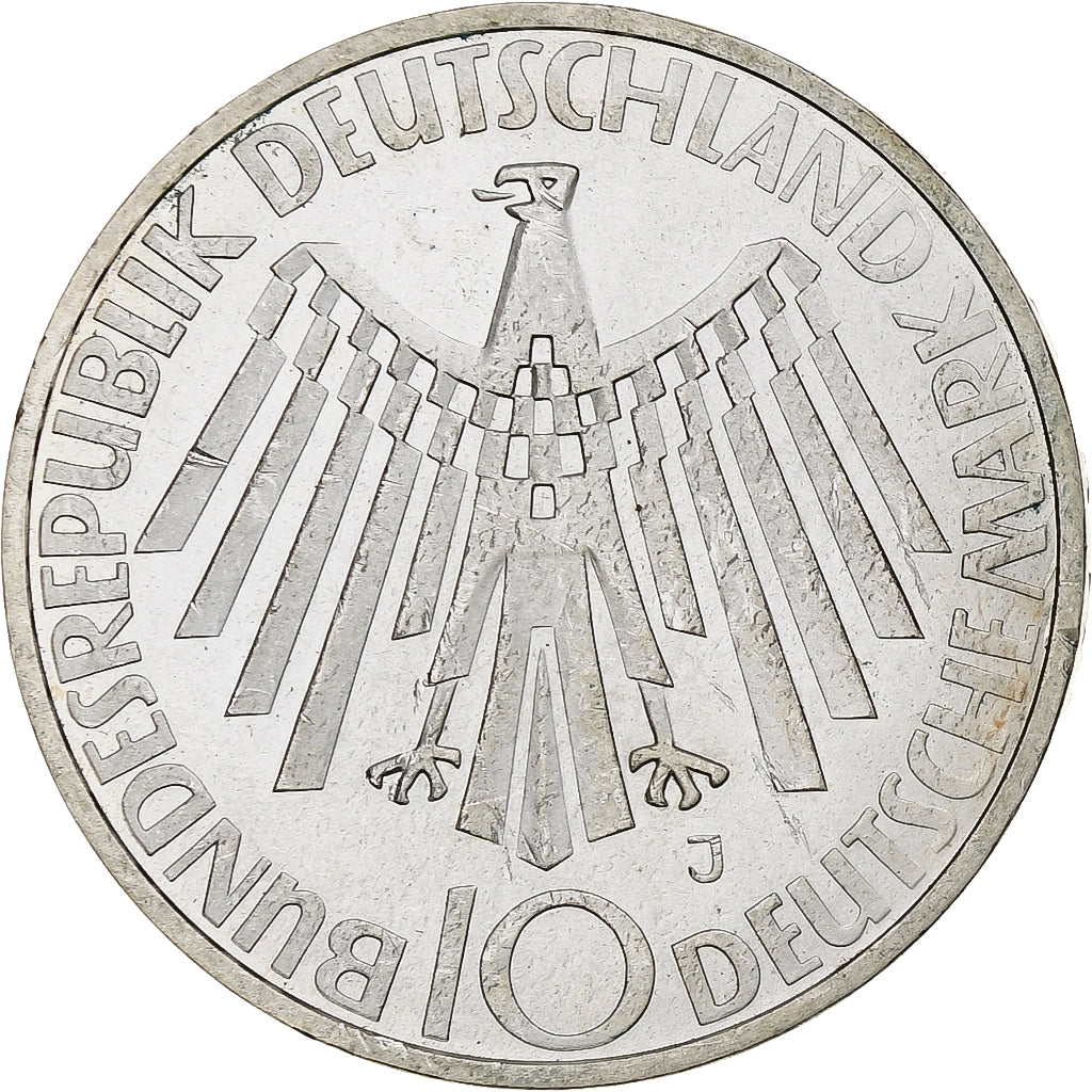 Moneta, Niemcy - RFN, 10 Mark, 1972, Hambourg, Proof, AU(55-58), Srebro, KM:130