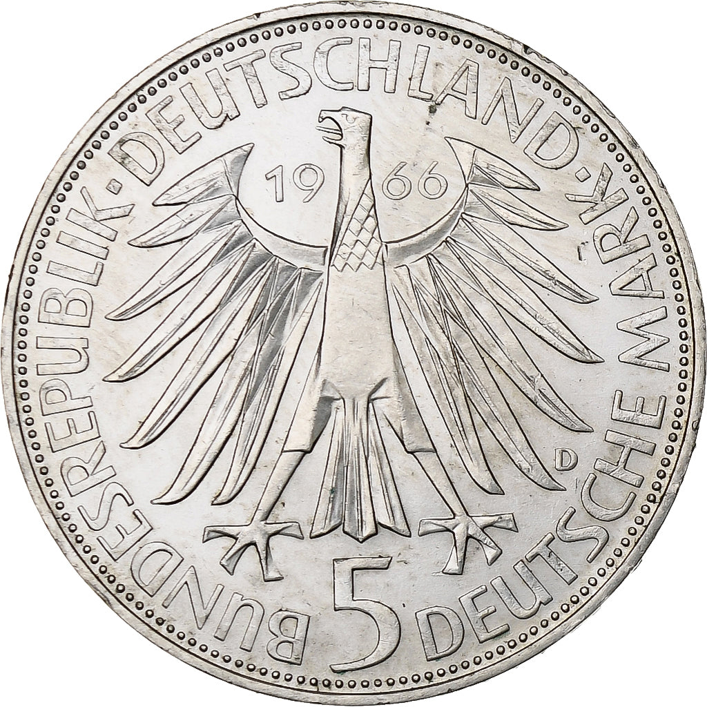 Bundesrepublik Deutschland, 5 Mark, 1966, Munich, Silber, SS+, KM:119.1