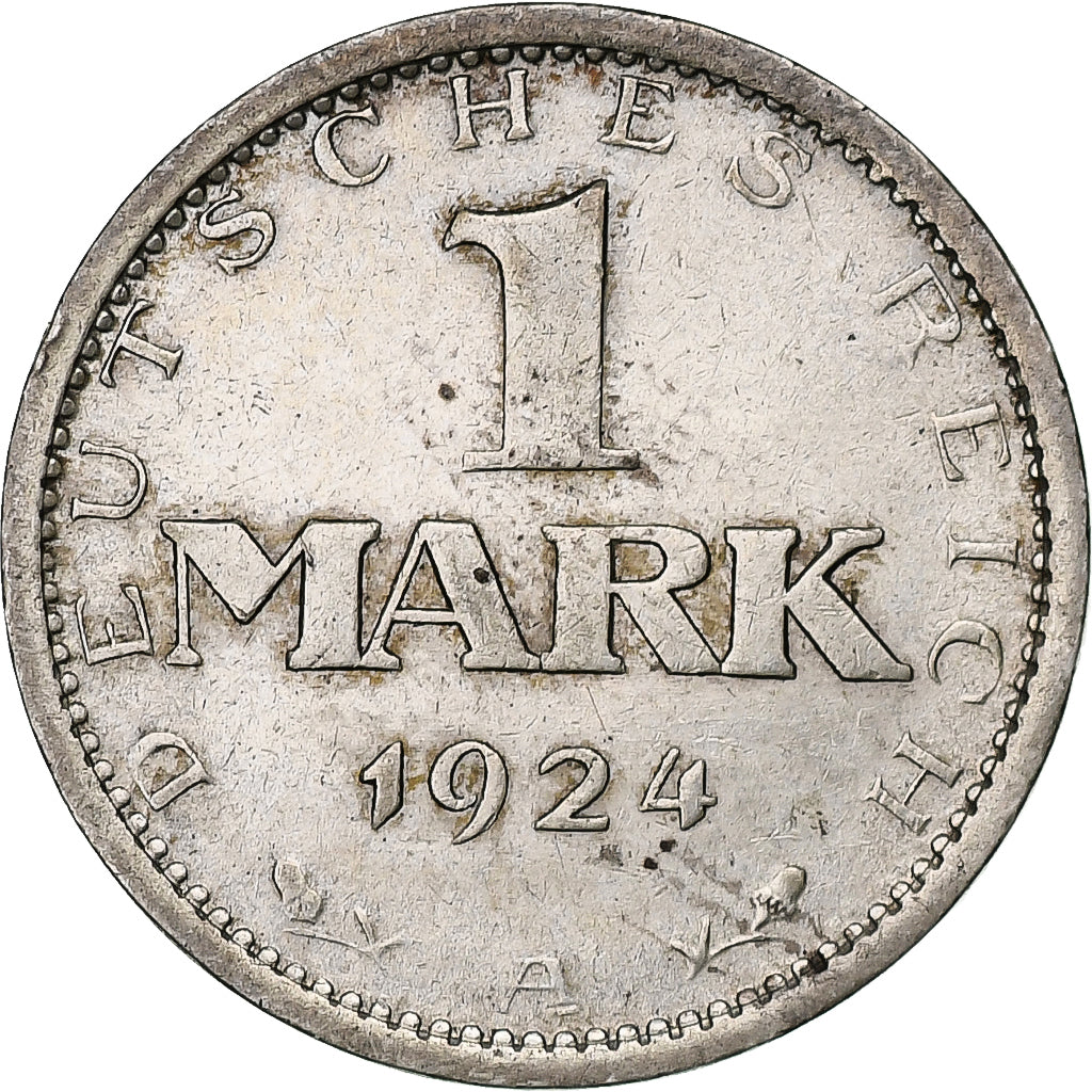 GERMANY, WEIMAR REPUBLIC, Mark, 1924, Berlin, VF(30-35), Silver, KM:42