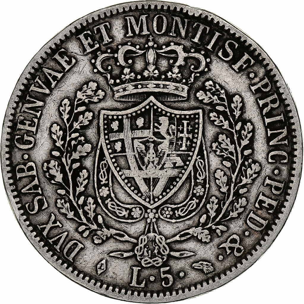 Moneta, STATI ITALIANI, SARDINIA, Carlo Felice, 5 Lire, 1829, Torino, BB