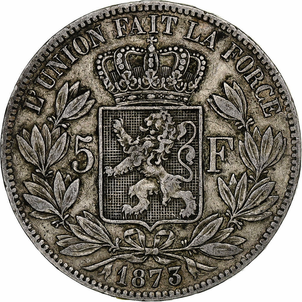 Coin, Belgium, Leopold II, 5 Francs, 5 Frank, 1873, VF(30-35), Silver, KM:24